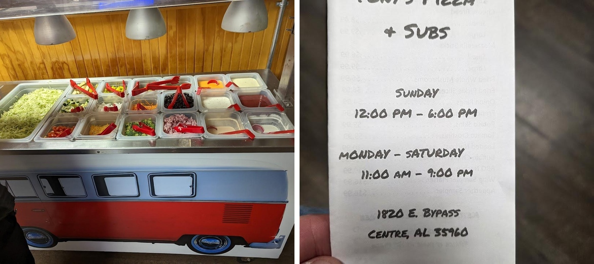 Tony's Pizza and Subs Menu